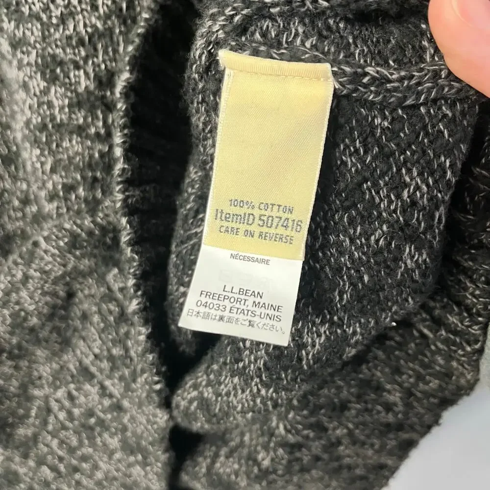 l.l. bean funnel neck marled grey black sweater size‎ medium knit winter cozy